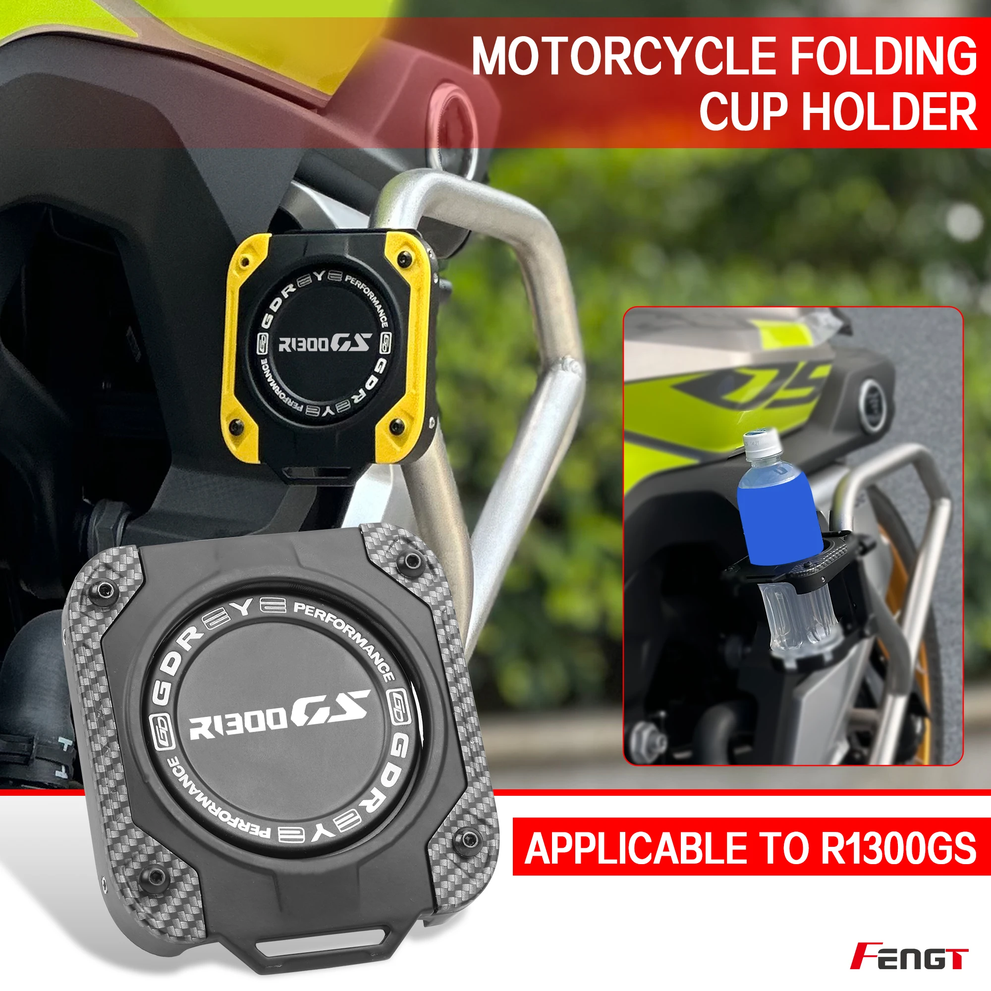 FOR BMW R1300GS 2023 2024 Motorcycle R1300 GS Foldable Aluminum Bumper Handlebar Beverage Bottom Cup Holder Water Cup Holder