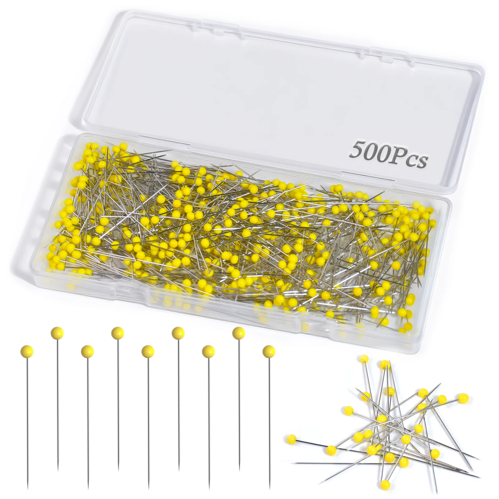 

500Pcs Quilting Pins 1.75 Inch Straight Pins Round Head Needles Stitch Straight Push Dressmaker Pins for DIY Sewing Positioning