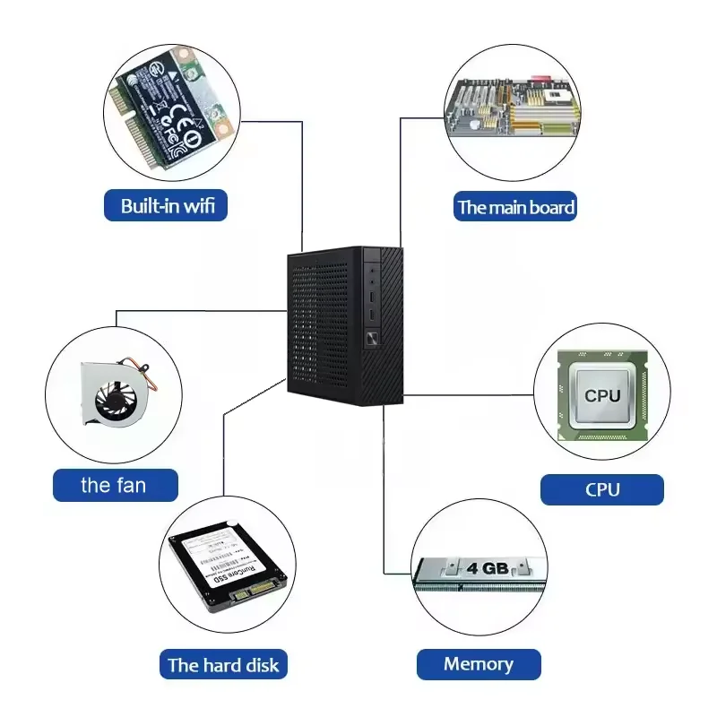 OEM Core I7 5500u PC Gamer Mini-Size PC Case Desketop Computadora 8GB Ram 512GB SSD Mini Computer Gaming Machine