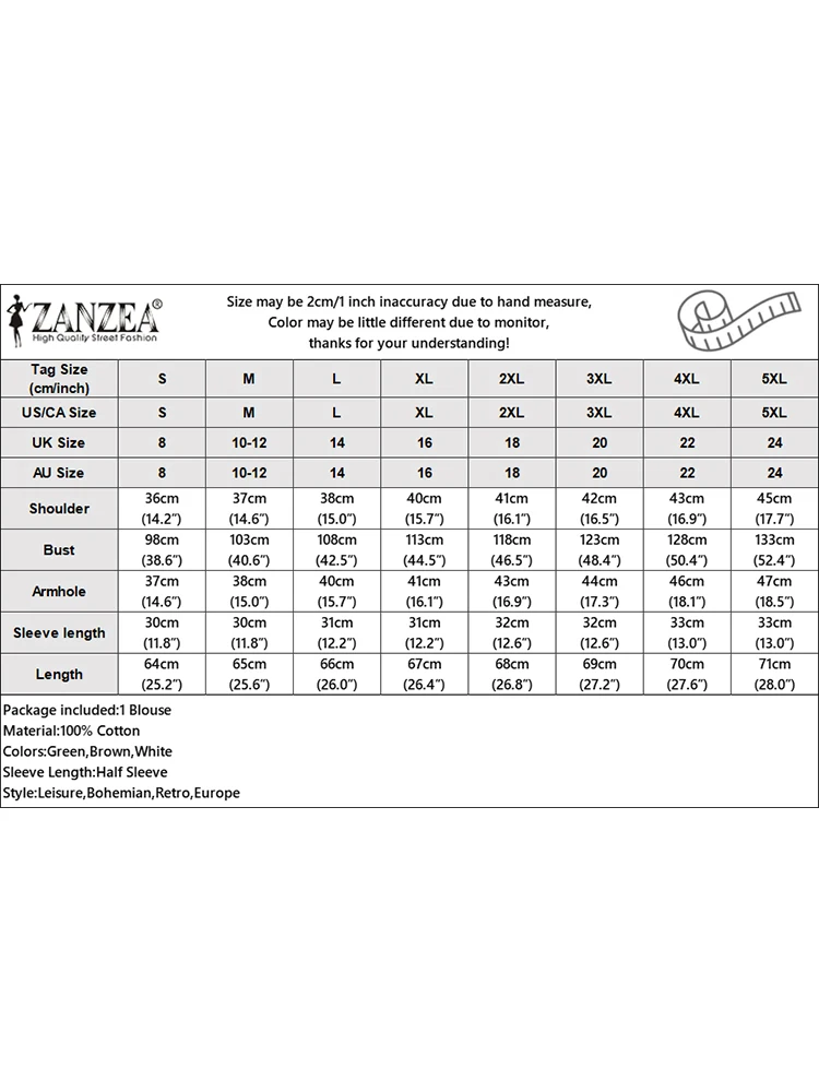 ZANZEA 여성용 우아한 반팔 상의, 레이스 크로셰 블라우스, 보헤메인 홀리데이 셔츠, 여성 느슨한 작업 블라우스, 여름 패션