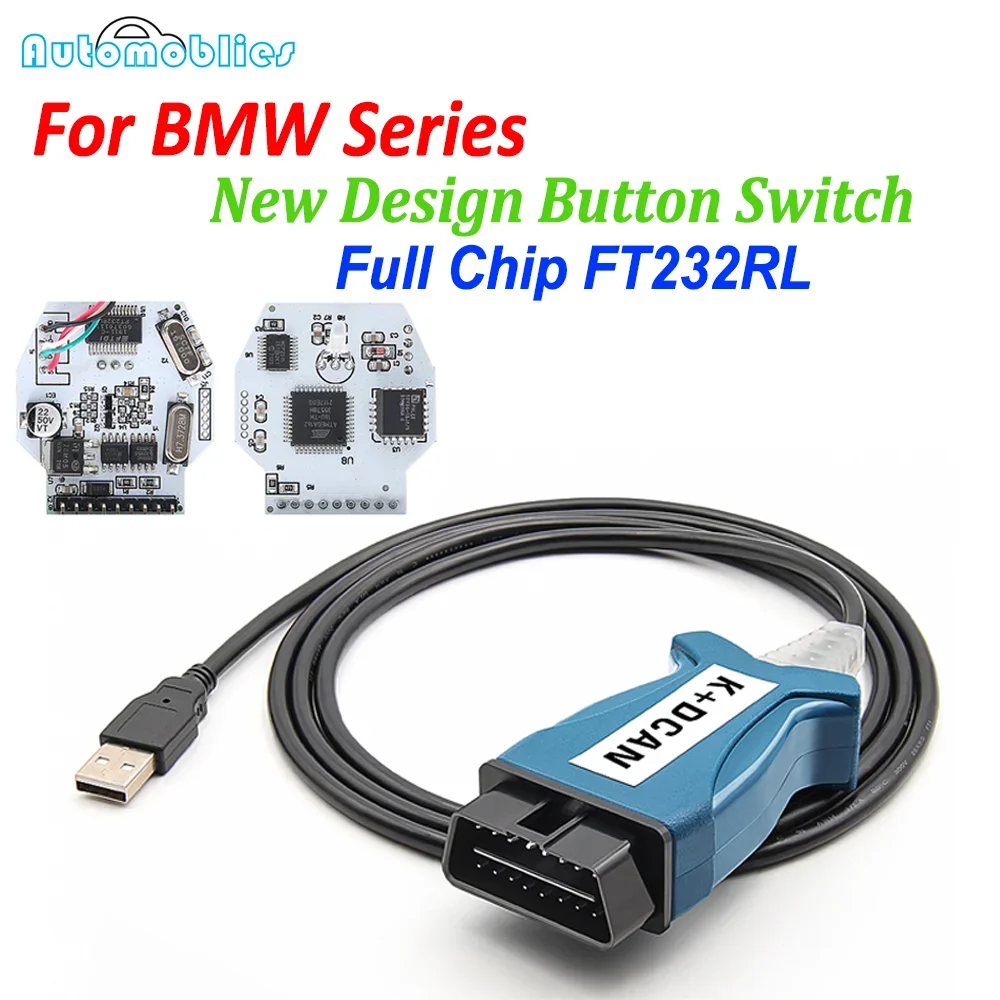 For BMW K DCAN K+CAN FTDI Chip For BMW OBD2 Auto Car Diagnostic Tools OBD 2 Scanner Switch USB Interface Cable K + DCAN for BMW