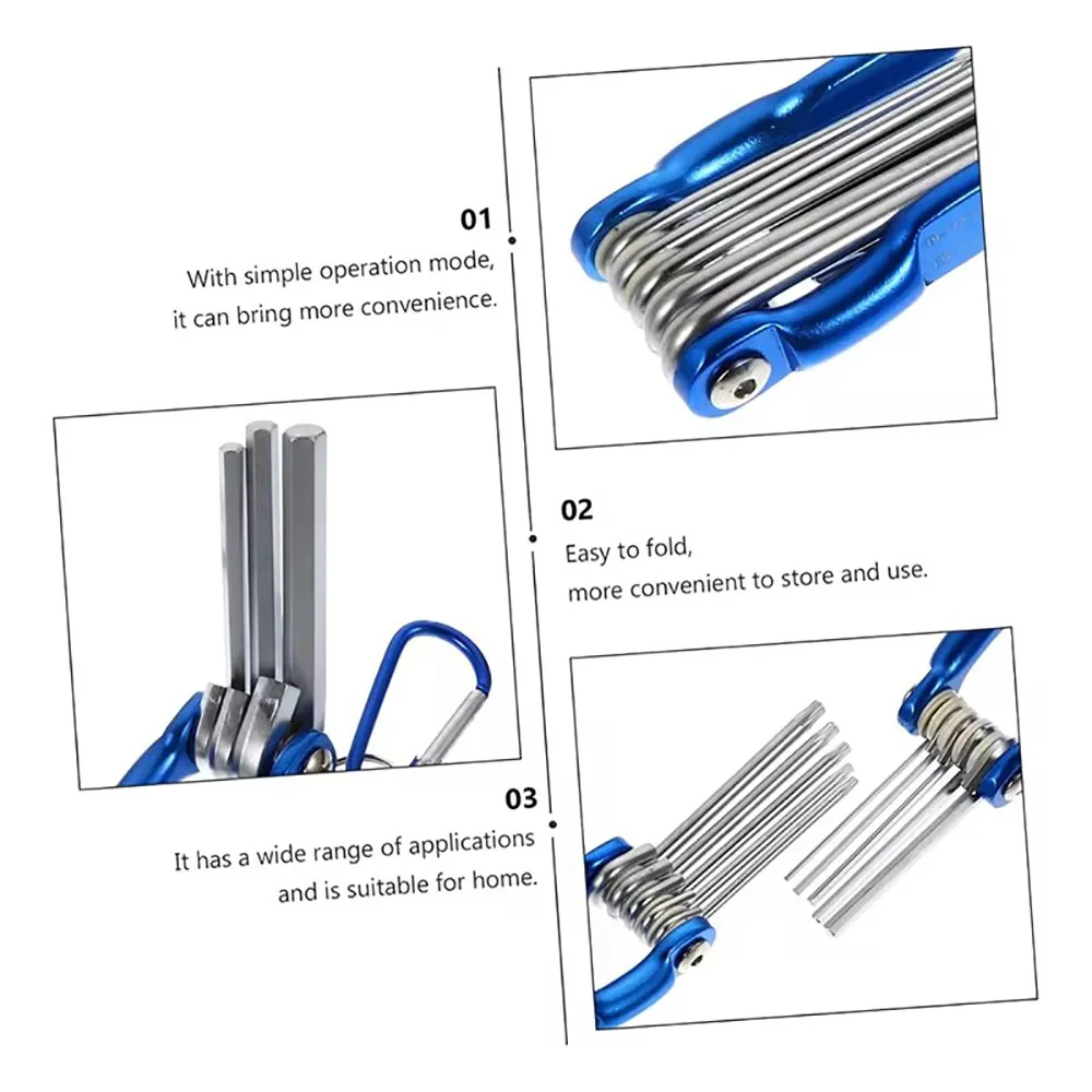 Portable Folding Hexagonal Wrench Allen Kit Metal Metric System Hexagonal Torx Wrench Screwdriver Hexagonal Wrench High Quality