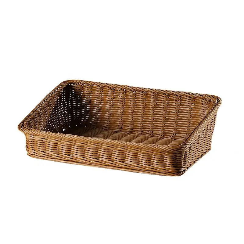 Rectangular Rattan Storage Baskets Handmade Woven Nesting Wicker Baskets for Decor Fruit Tray and Snack Storage Box