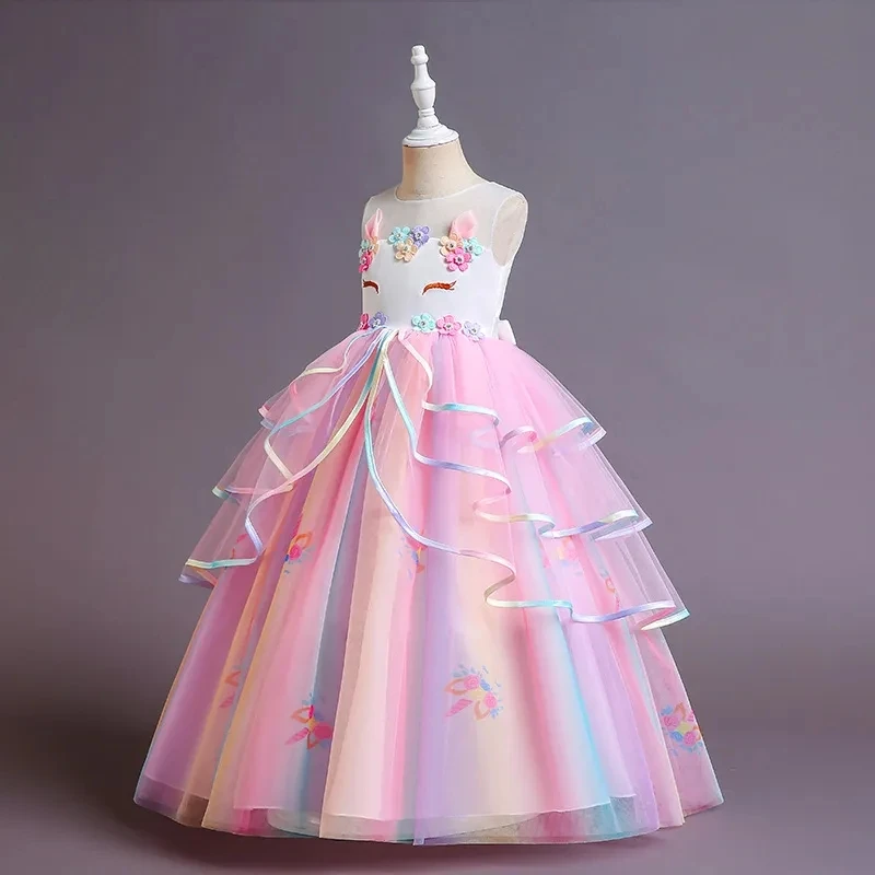 Robe de princesse longue pour filles, robe de soirée formelle pour enfants, vêtements de fête pour enfants, première communion, mariage, anniversaire, éducatif, nouveau