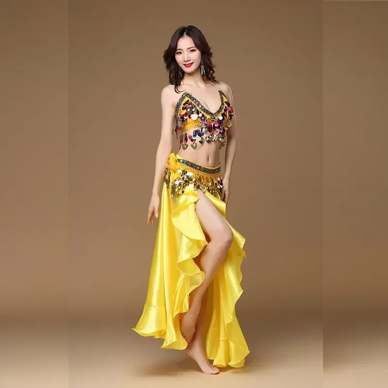 

Nouveau adulte dame femmes Costume de danse du ventre jupe de danse du ventre orientale Performance sur scène 3 pièces