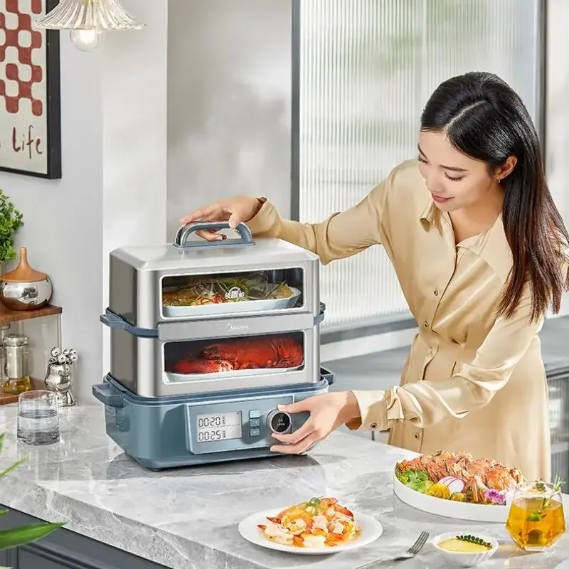 Midea-Cuiseur vapeur électrique en acier inoxydable, multicuiseur, cuiseur vapeur visible, cuiseur vapeur StFukPot, 14,8 L, 220V, 2000W