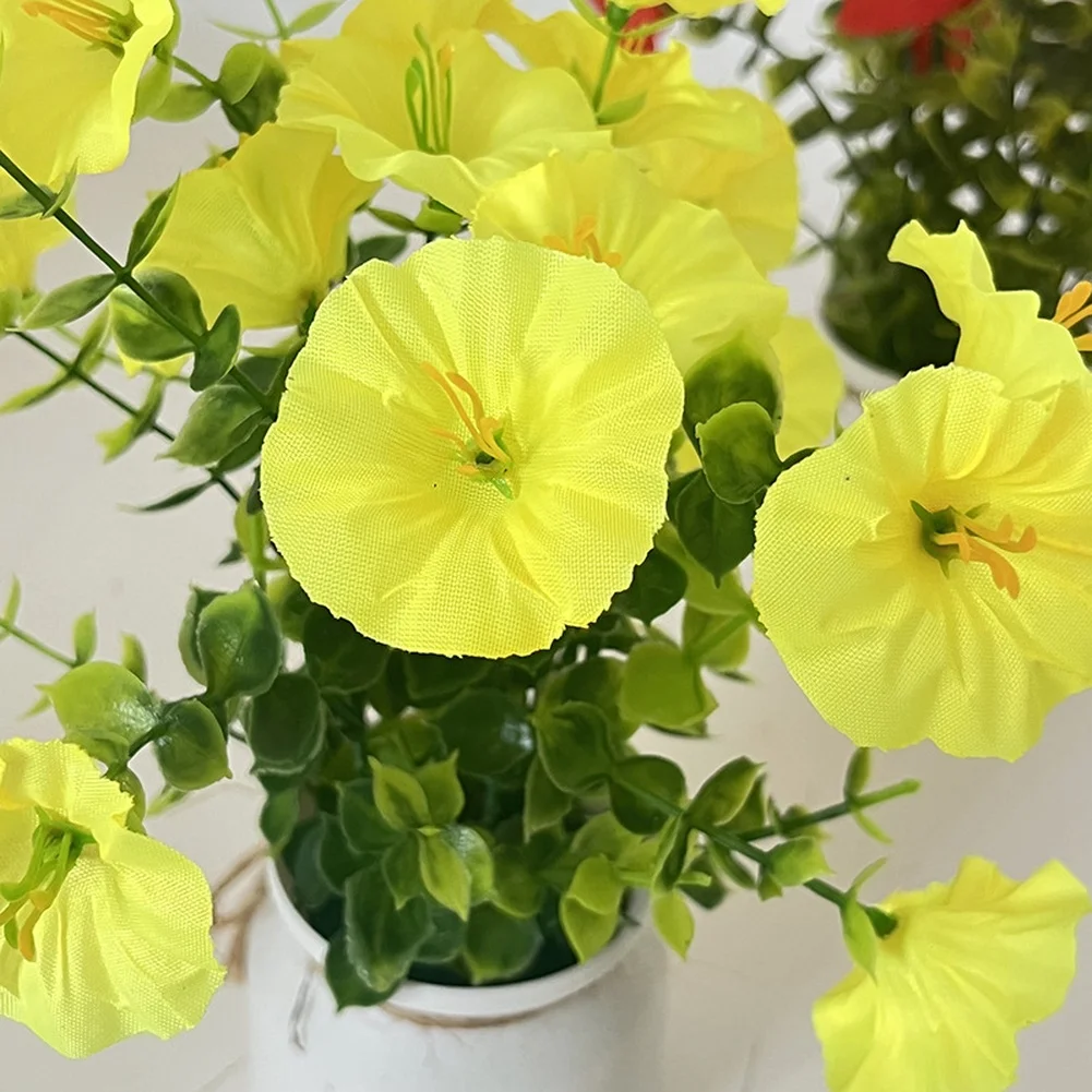 Artificial Morning Glory Flowers 18 Heads 22cm Handcrafted Realistic Fake Plants Soft Plastic Potted Decor For Wedding Garden Ho