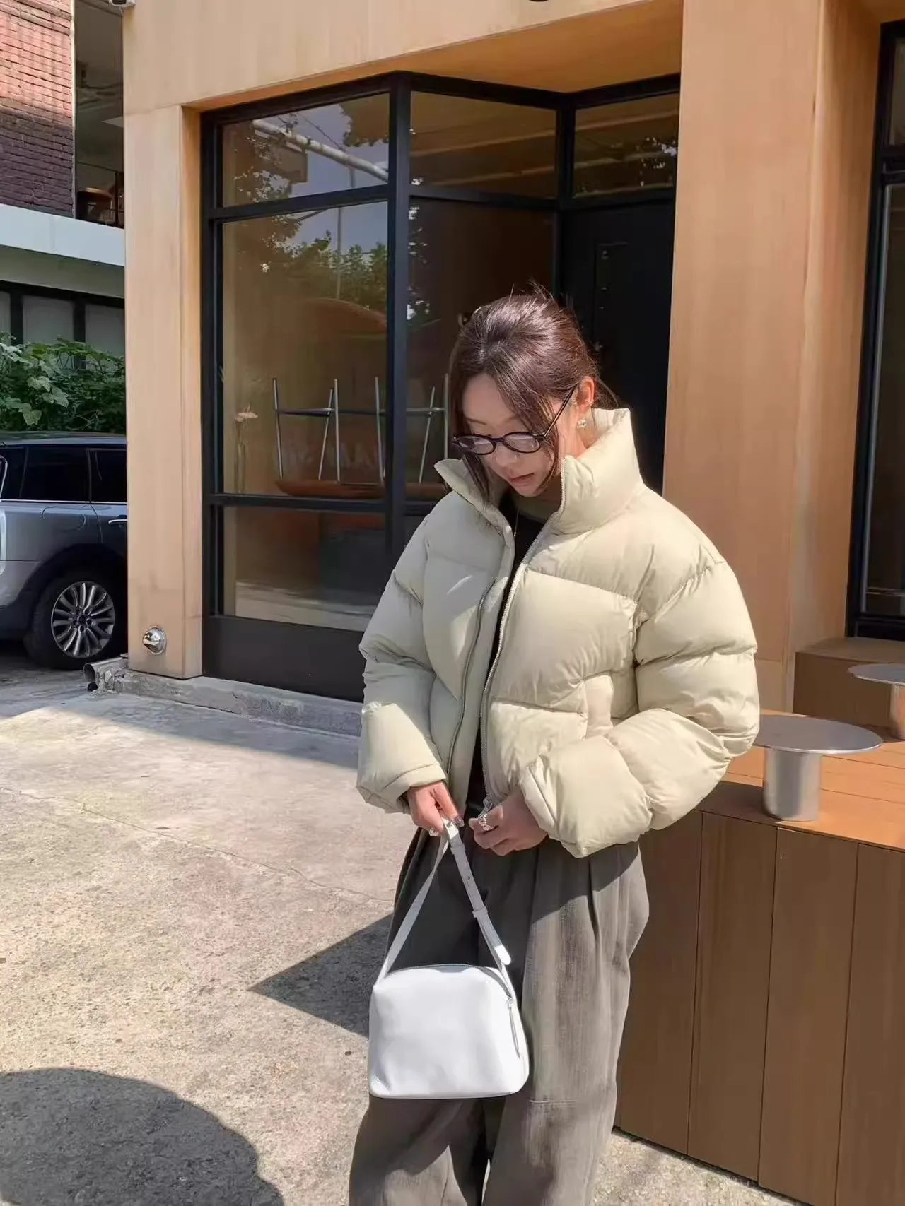 Women's ort Puffer Jaet Du down Quilted Coat Stand Collar Warmth Bread Sle Outerwear Korean Sle Loose Fit Long Sve