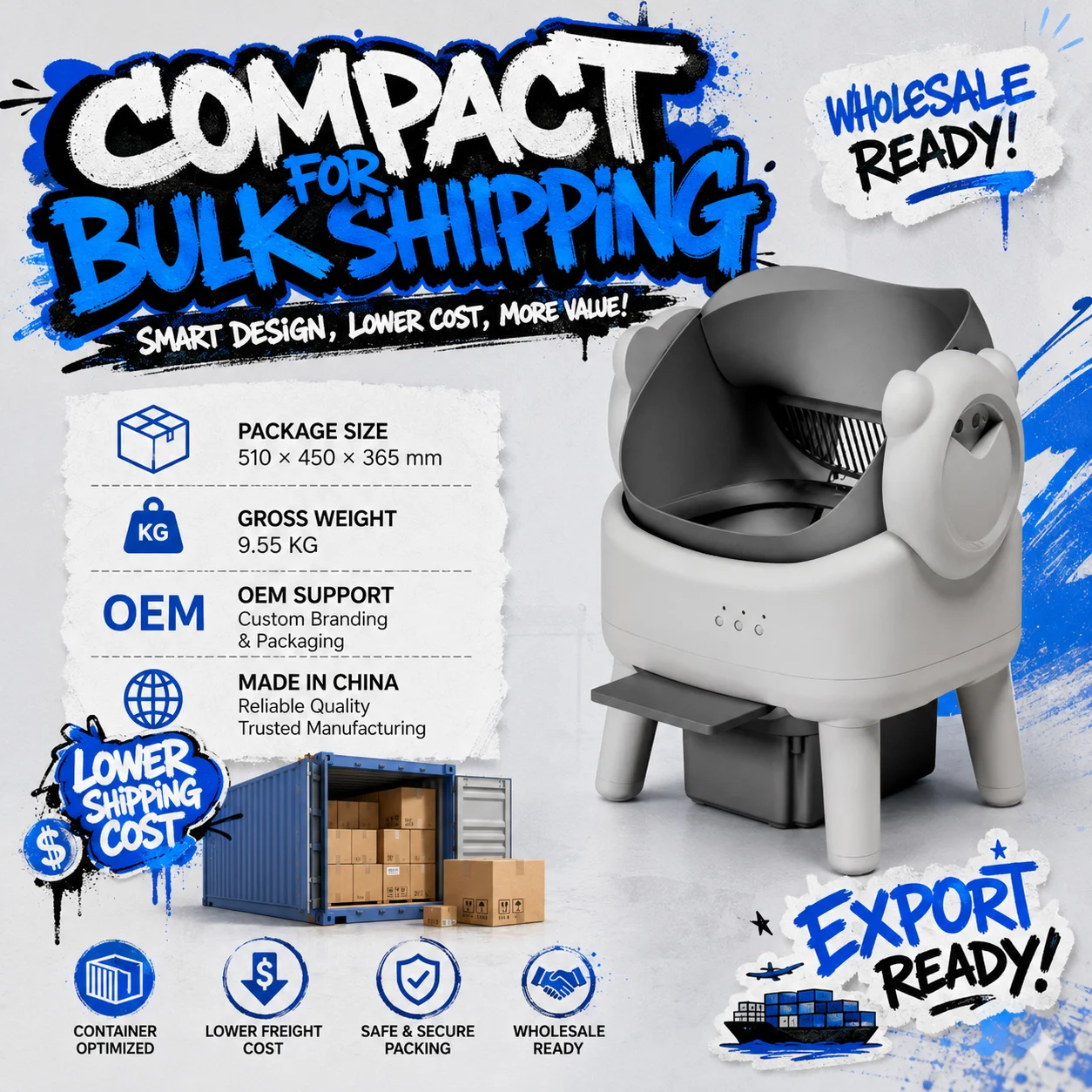 Smart Self-Cleaning Round Cat Litter Box | 74L+15L Large Capacity Tech | PP/ABS Advanced Automatic Toilet