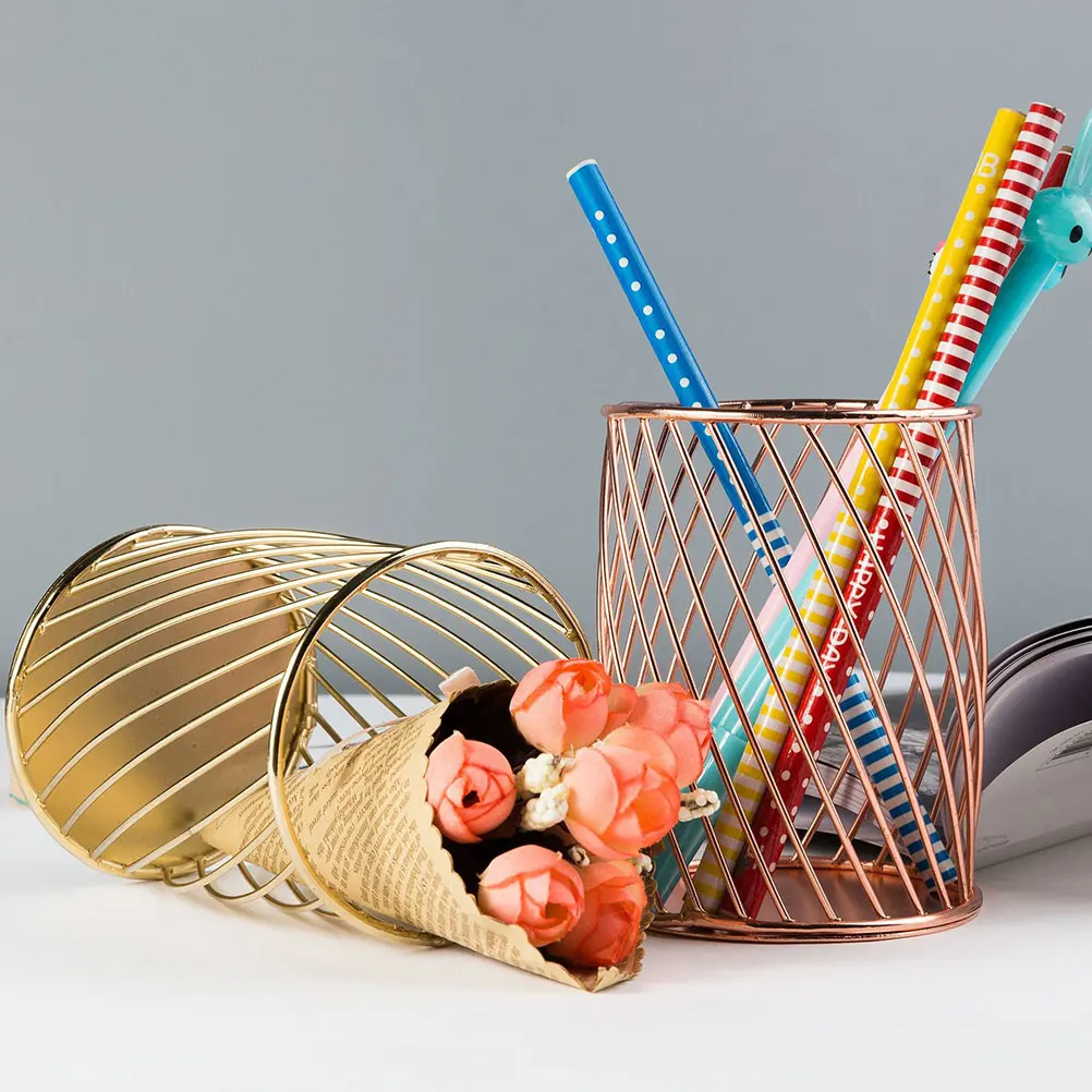 

1Pcs Iron Hollow Pen Holder Multifunctional Desktop Storage for Pens Cosmetics Makeup Brush Organizer Iron Hollow Pen Holder