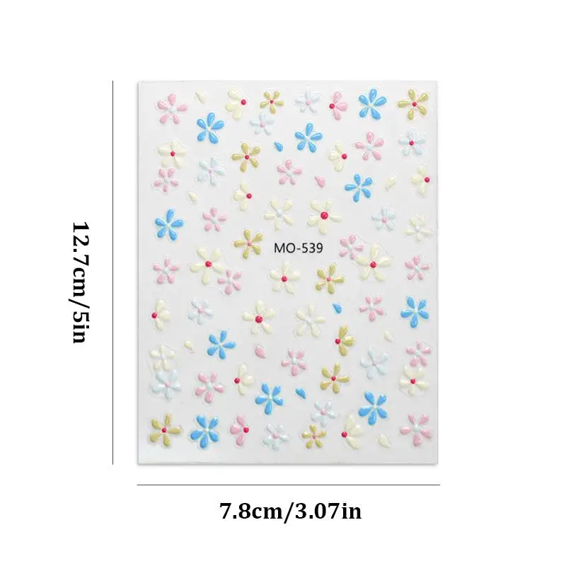 1 hoja de pegatinas para uñas de Margarita estéreo exquisita, pegatinas florales coloridas para uñas, autoadhesivas, lujosas pegatinas para decoración de uñas de Margarita