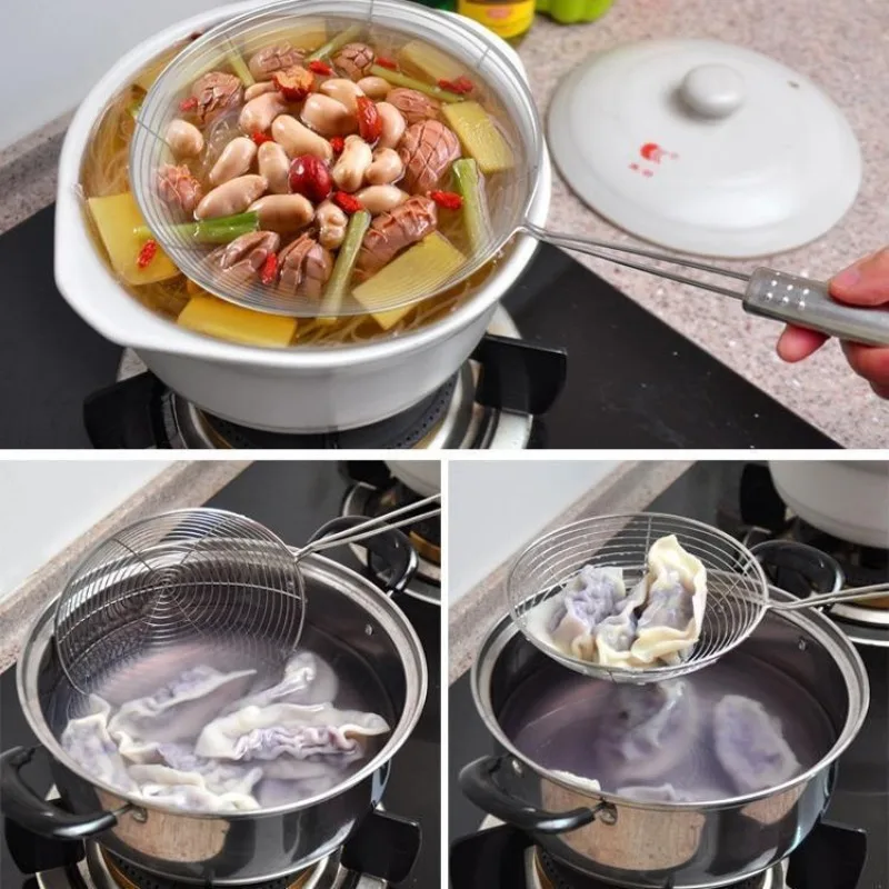 Stainless Steel Frying Strainer French Fries Spoon Wire Mesh Skimmer Colander Fryer Scoop Sieve Kitchen Supplies