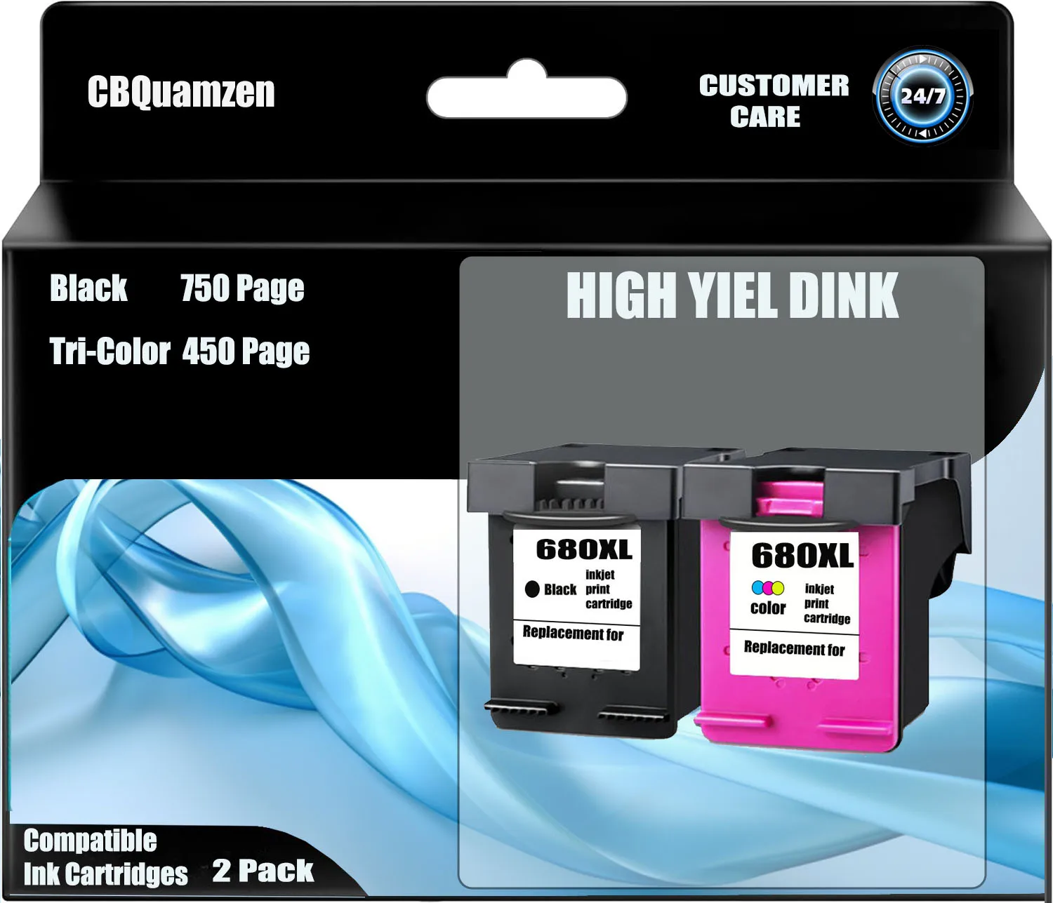 

680XL color Ink Cartridges replacement for Black and Color Ink Cartridge Combo Pack compatible for Deskjet 1115 1118 2135 2675