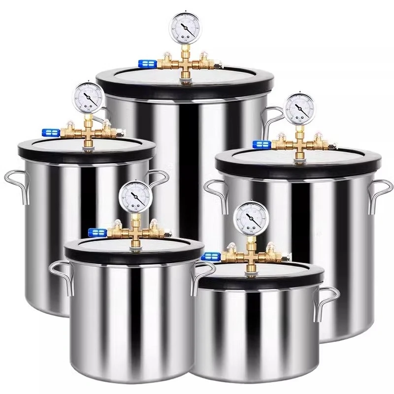StainlessSteel Vacuum Defoaming Bucket with Silicone Resin Defoaming Pump Machine for Chemicals Lab Sealed Box for Better Effici