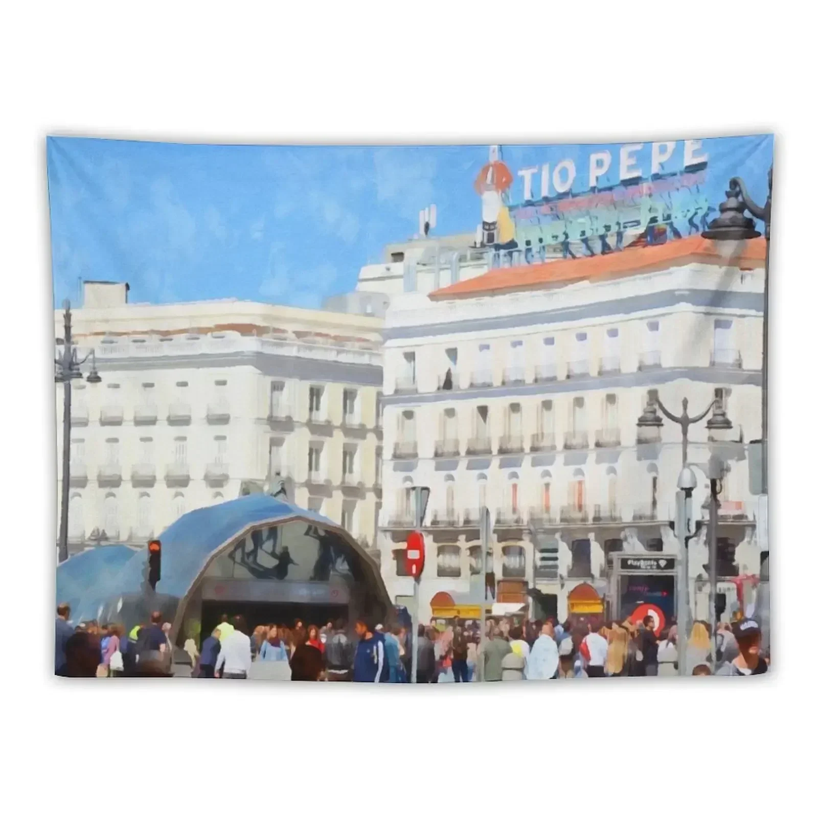 

Madrid, Puerta del Sol Tapestry Nordic Home Decor Home Decor Aesthetic Wall Art Decorations For Room Tapestry