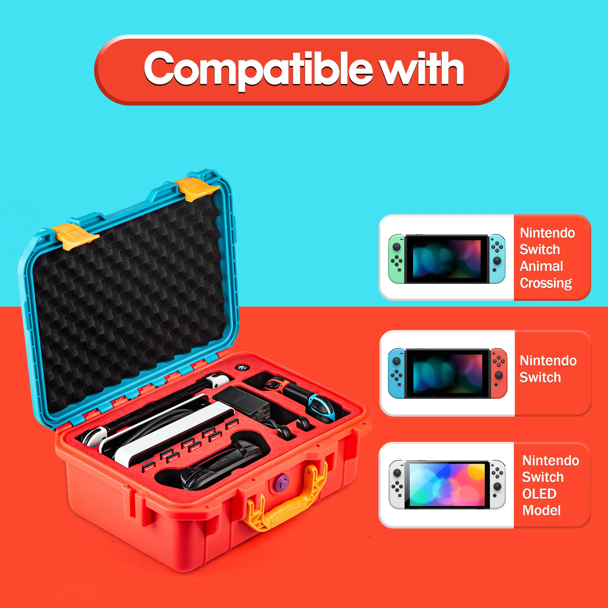 DEVASO Switch Nintendo Storage Box Game Console Suitcase Outdoor Safety Waterproof Box Storage Bag Accessories