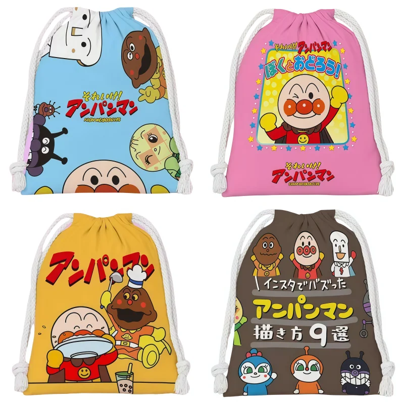 

Anpanman Drawstring The Pocket Student Sundries Storage Bag Portable Travel Toiletry and Makeup Bag Cartoon Festival Gifts