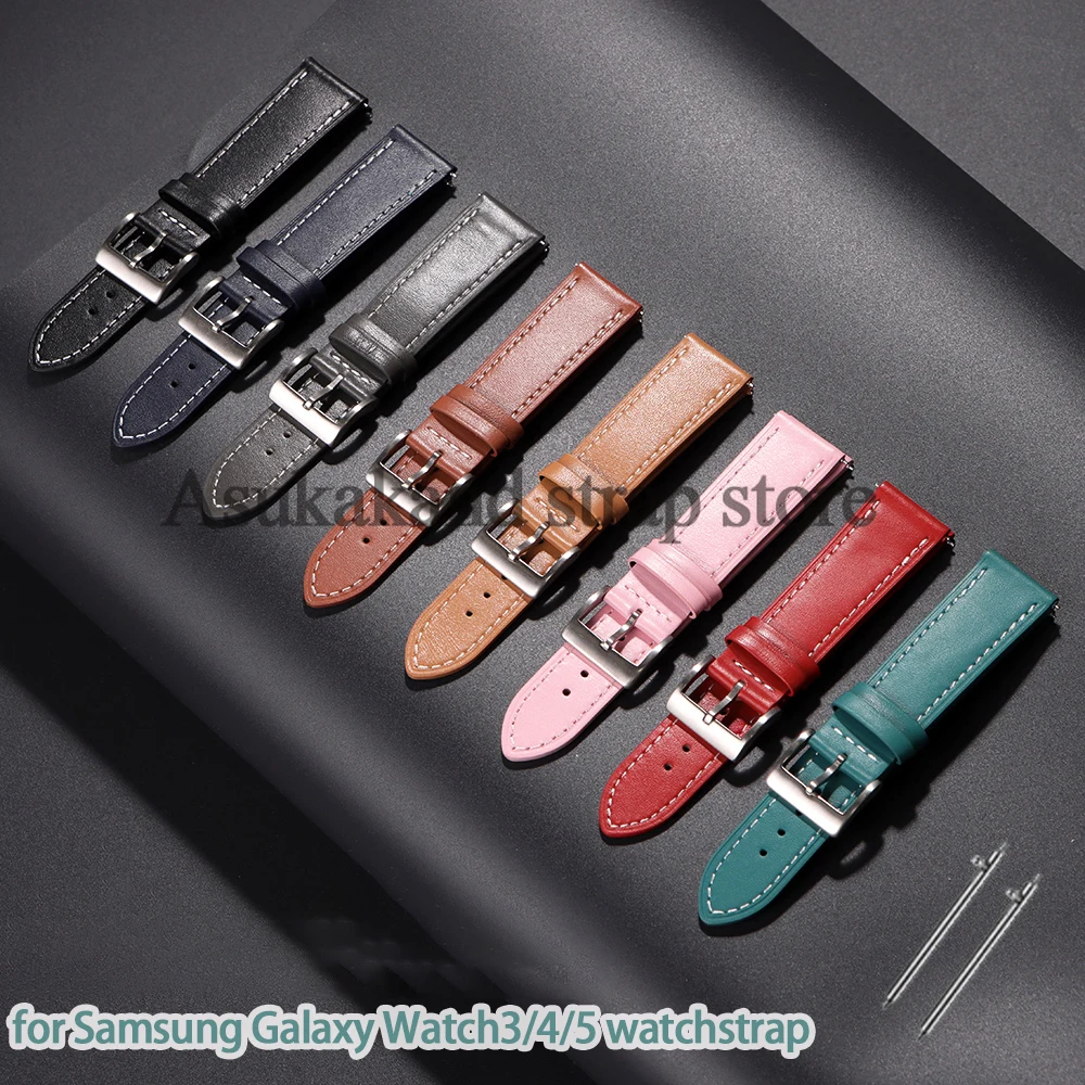 Pulseira de couro de liberação rápida, 18mm 20mm 22mm 24mm, para seiko, samsung galaxy watch 7/6/5, pulseira de relógio com homens e mulheres