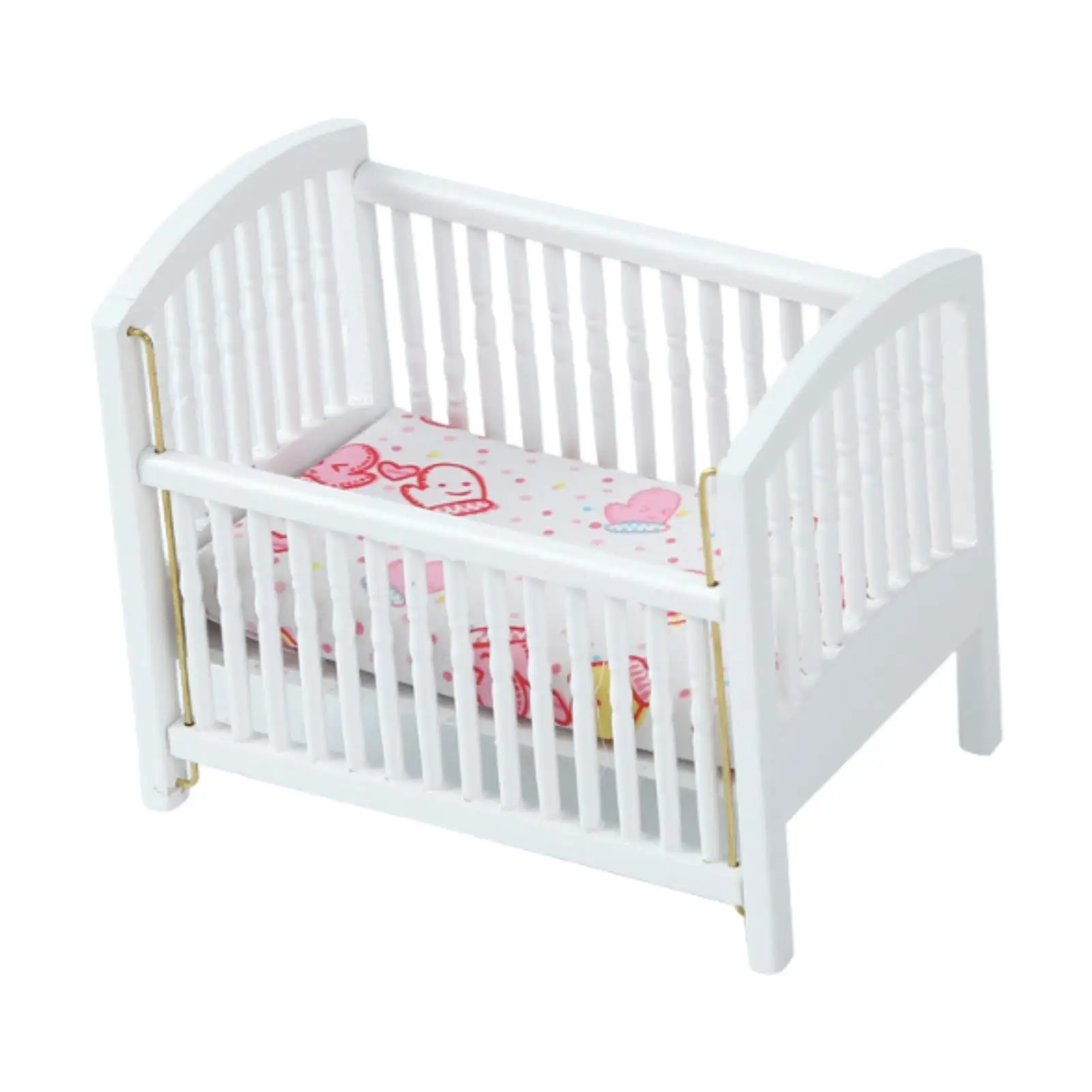 

1:12 Scale Dollhouse Baby Bed Miniature Bed for Role Play Handcraft
