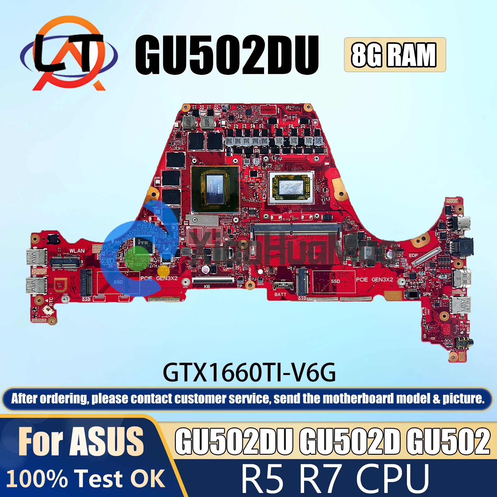 GU502DU ASUS ROG Zephyrus G15 Laptop Motherboard GU502D GU502 Mainboard R5-3550H R7-3750H 8G GTX1660TI-V6G 3A GAME Black Myth