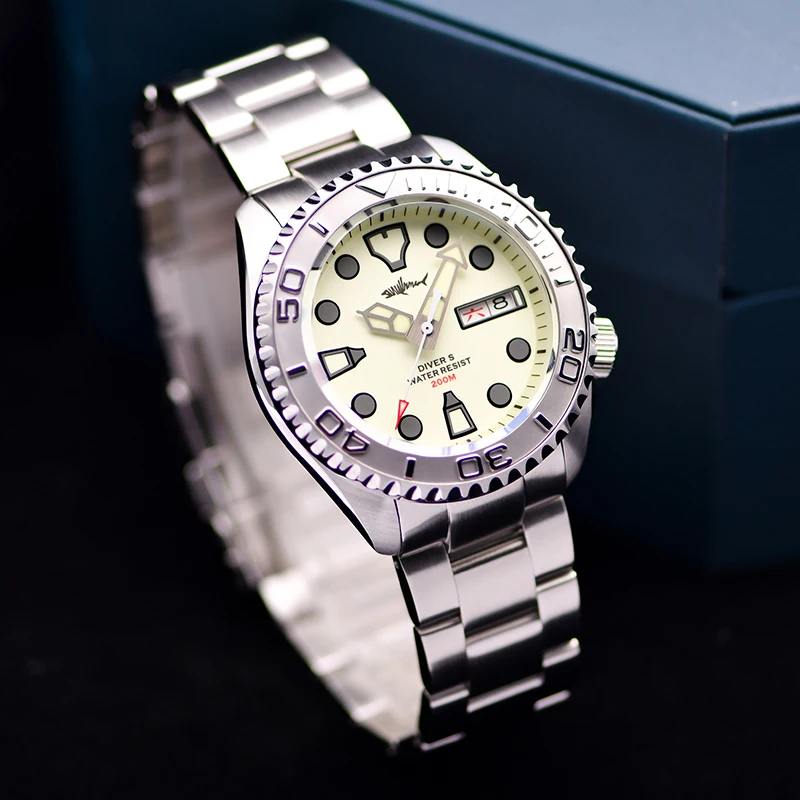 Heimdallr Automatic Watches SKX007 Full Lume V2 NH36A Movement Stainless Steel Fixed Bezel 44mm Sapphire 20Bar Watch Men