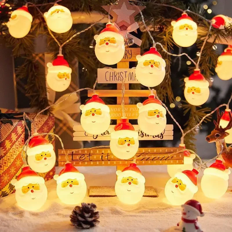 Christmas String Lights Hanging Star Snowflake Snowman Lights Strip Balls Ornaments Lamps for Christmas Tree Home Outdoor Decors