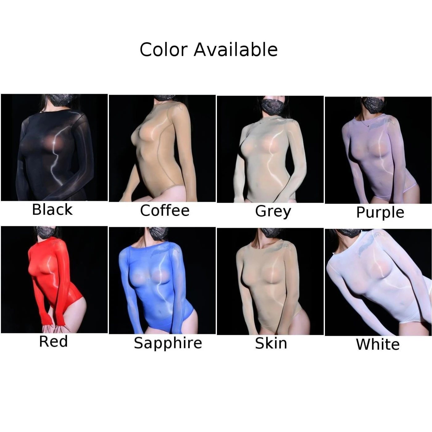 Women Sexy Bodysuit Oil Shiny Tight Transparent Slim Swimsuit High Elastic Bodysuits Ultra-Thin Jumpsuit Seamless Swimwear