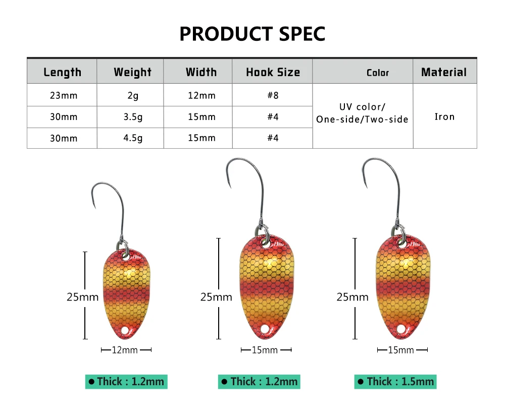 Jerry Gemini Micro Fishing Lures Kit Spoons Trout Spoon Wobbler Spinner Bait Multiple Colors