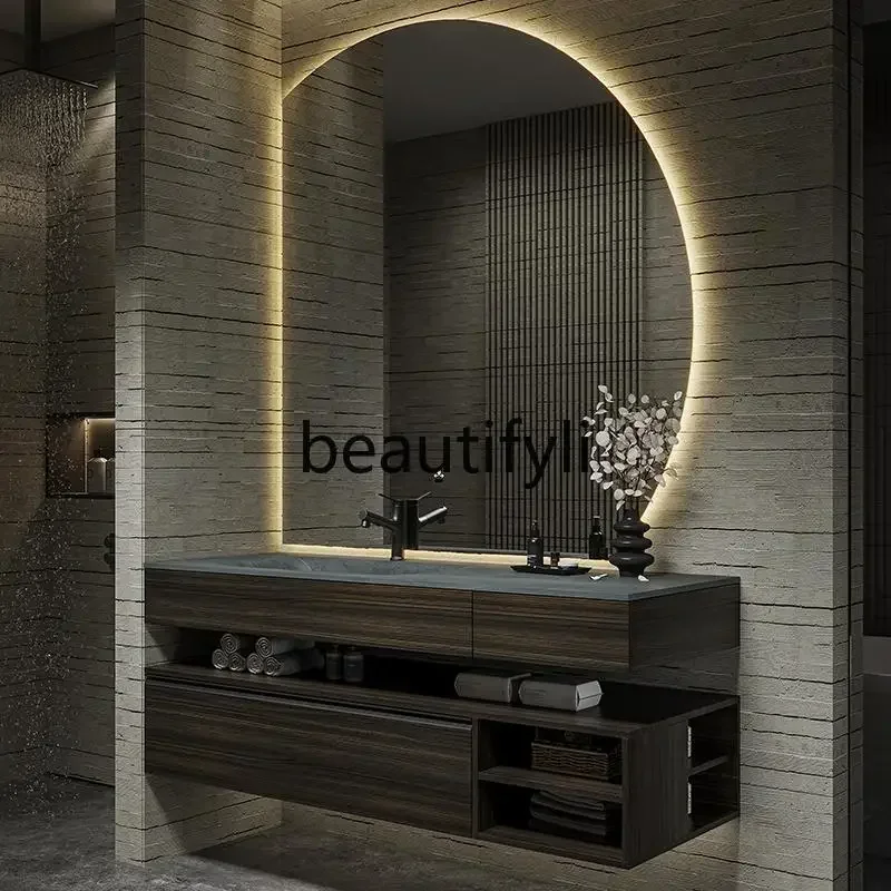 

bathroom cabinet combination bathroom washstand rock slab hot bending integrated basin washbasin