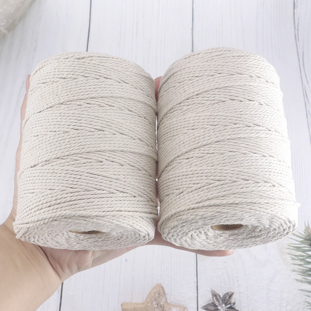 

2 Roll, 2mm x 8661inch x 2 Beige Cotton Macrame Cord, 3 Strand Twisted Craft Macrame String DIY Wedding, Wall Hanging Decoration