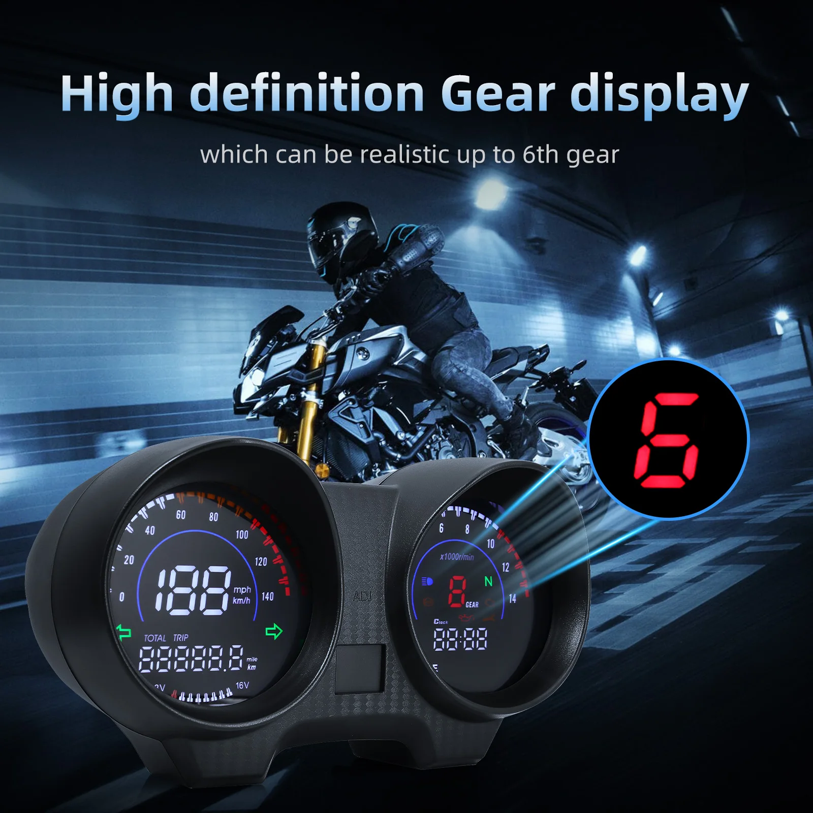 Motorcycle RPM Speedometer Voltmeter Moto 6 Gear Display Fuel Gauge for Brazil TITAN 150 Honda for Honda CG150 Fan150 2010 2012