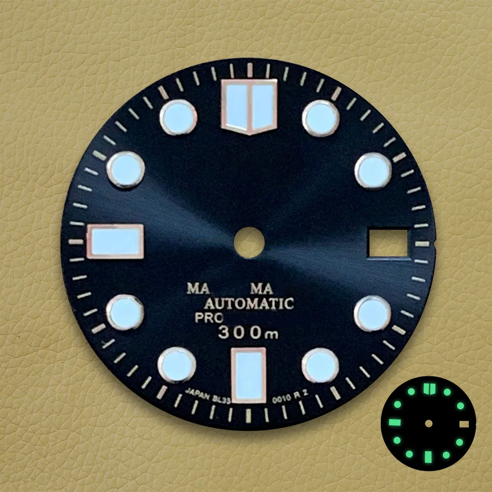 Quadrante S da 28.5mm quadrante smaltato Sunburst adatto per movimento NH35/NH36 C3 accessori per la modifica dell'orologio luminoso verde forte