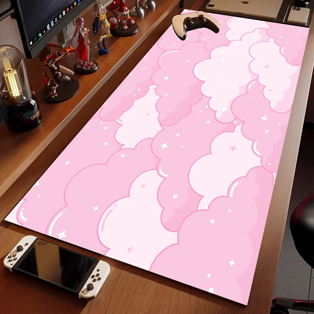 Imagem -02 - Tapete Antiderrapante do Teclado do Jogo Nuvens Cor-de-rosa Mousepad Tapete Bonito do Anime Esteira Estética Acessórios de Computador pc Xxl