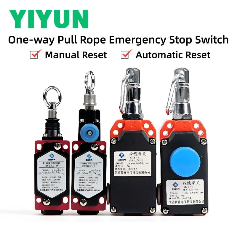 1PC LS-LX-S/Z Safety Pull Rope Emergency Stop Switch Unidirectional Cable Pull Limit Switch Manual & Automatic Reset HFSKY-S / R
