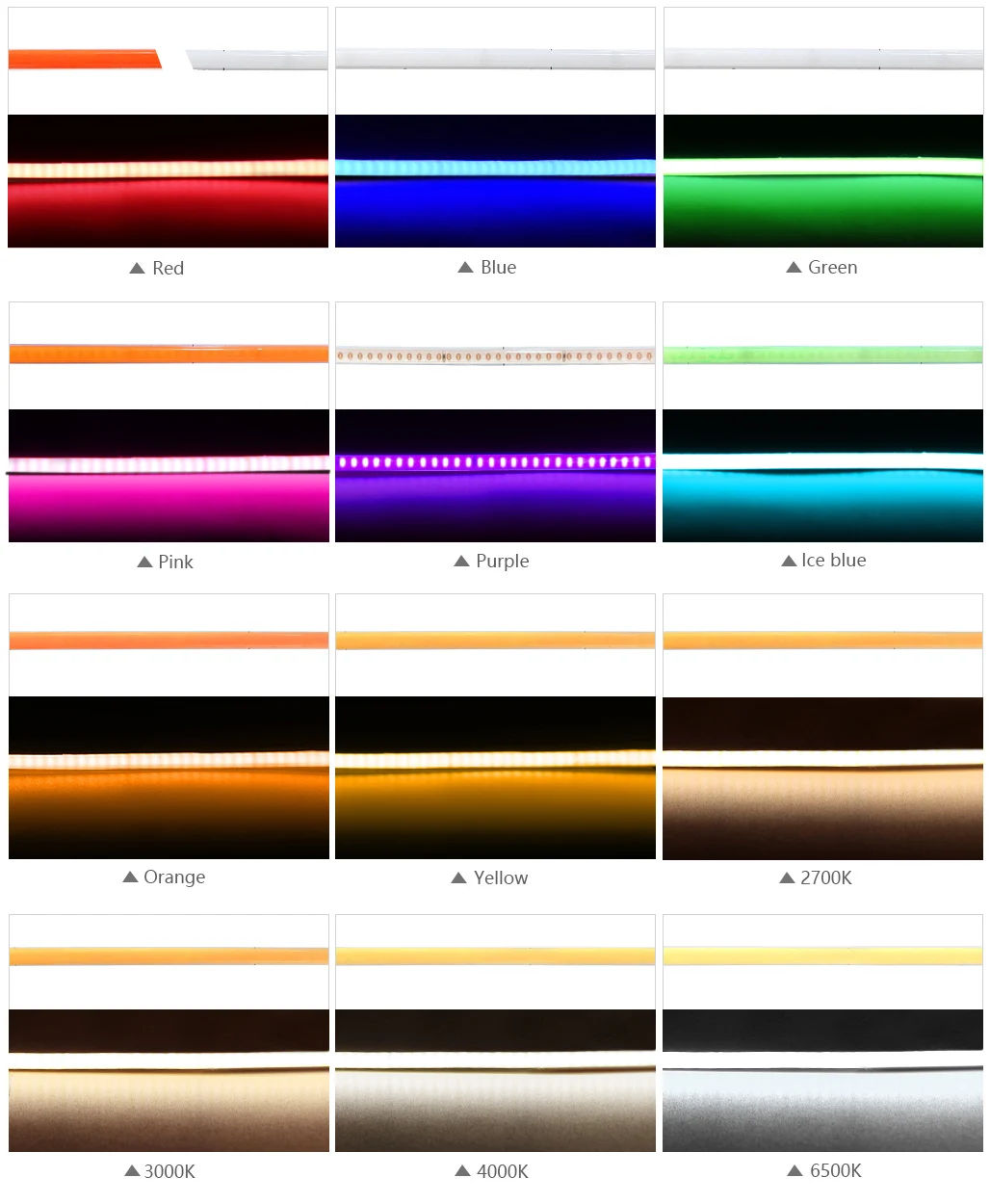 Flexible 4mm/5mm LED COB Strip Tape Lights for DIY Home Decor 400LED/m 9 Colors High Density Dimmable 12V 24V Cuttable