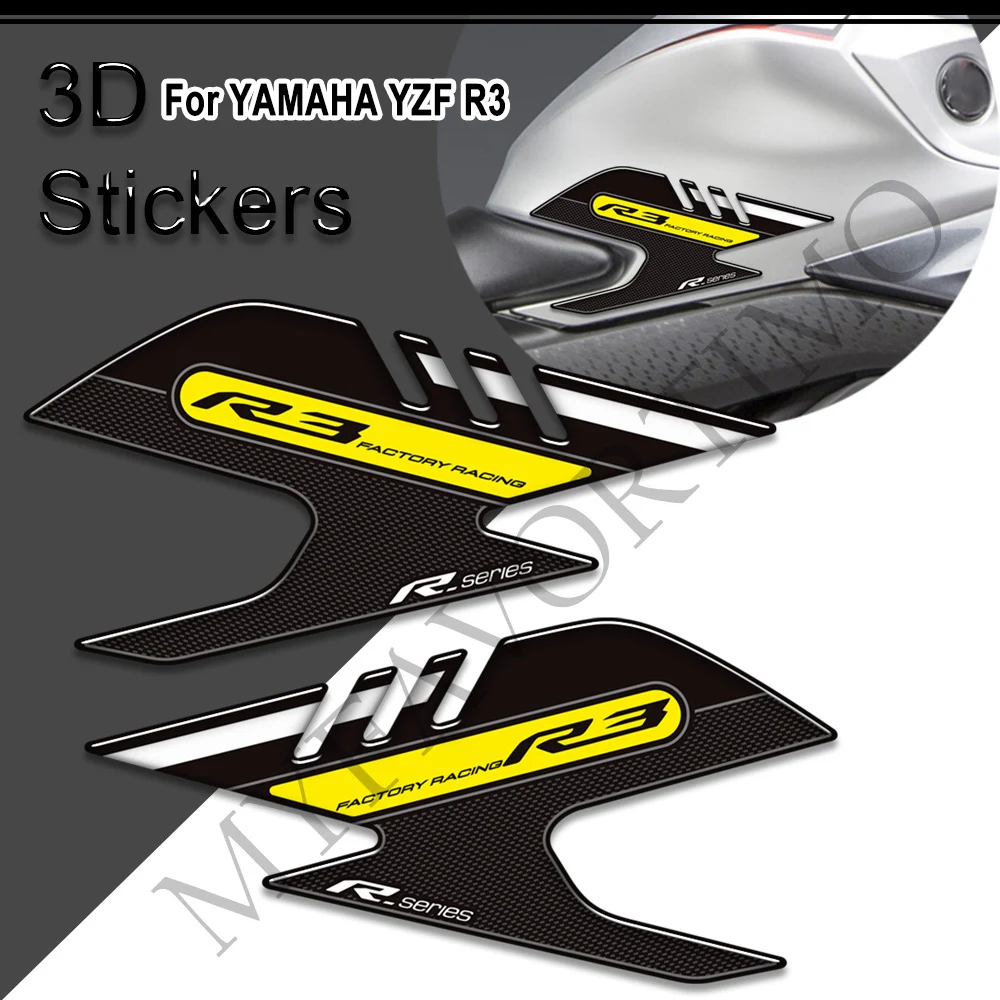 For Yamaha YZF-R3 YZFR3 YZF R3 Motorcycle Accessories Tank Pad Stickers Side Grips Gas Fuel Oil Kit Protector Knee Decals