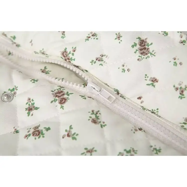 

JNLEAOG Women's Loose Thiened Floral Print Cotton Jaet Autumn Winter New Sle Warm Street Sle Hooded Zipper Closure