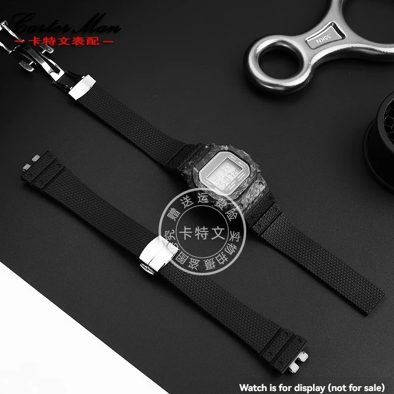 High Quality FKM Rubber Strap For Casio Modified GMW-B5000 GM-B2100 Fluoro Rubber Watch Band Wristband Folding Buckle Bracelet