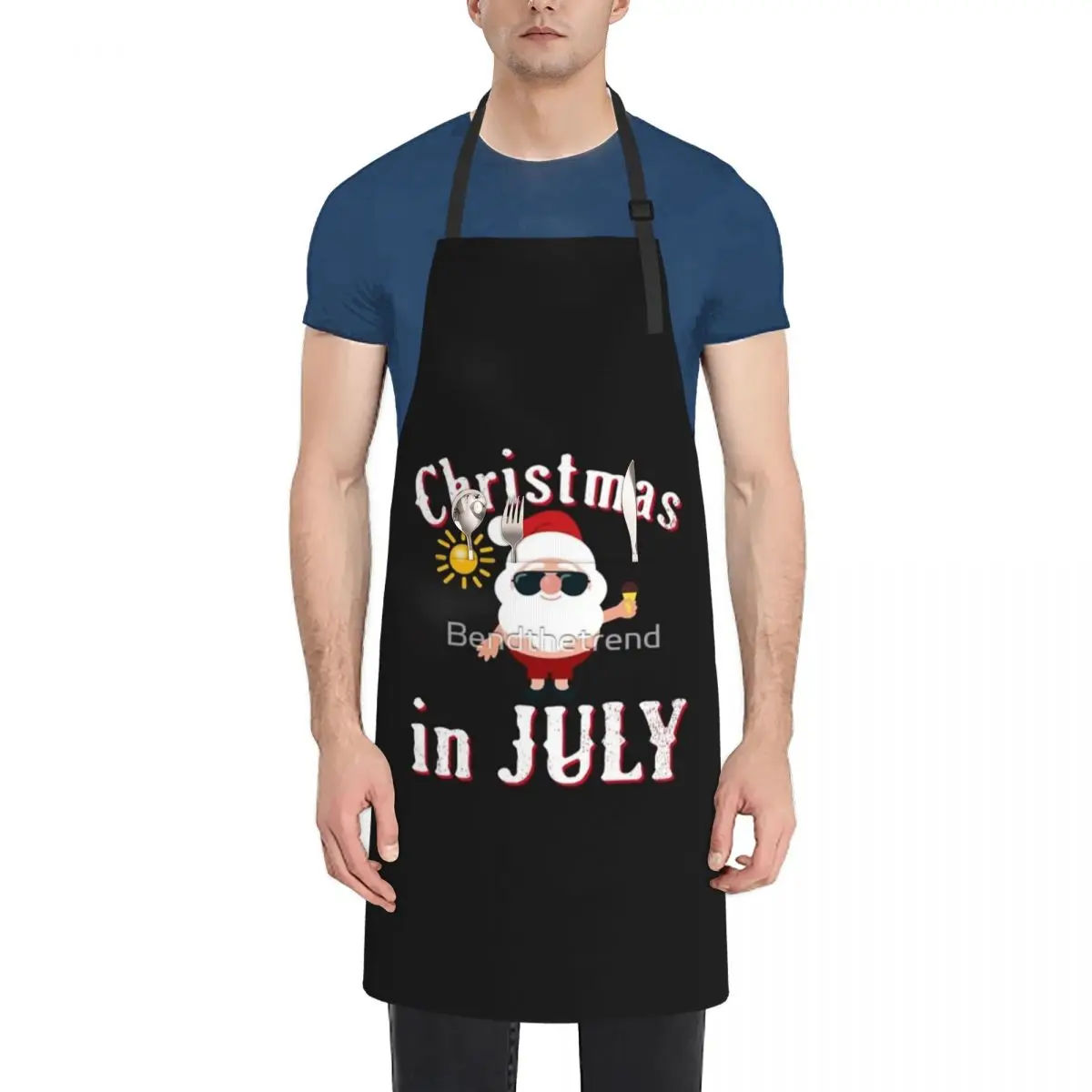 

Christmas In July Fashion Dacron Kitchen Aprons For Woman Men Chef Work