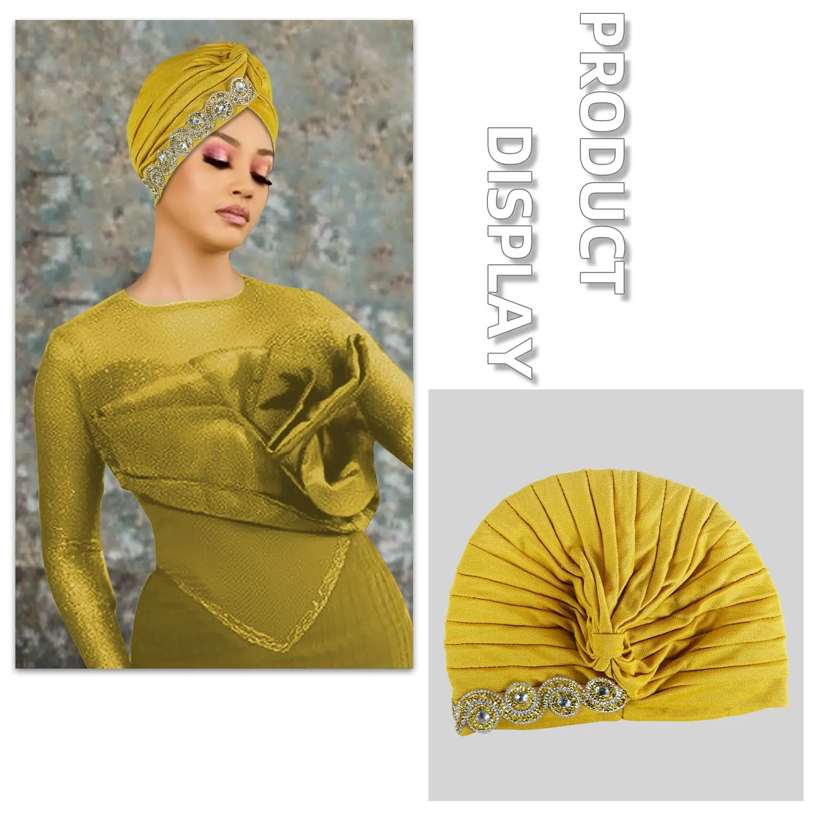 Indian Hat Women Chemo Cap Muslim Hijab Diamonds Bonnet Hair Loss Headscarf African Auto Gele Nigerian Head Wrap Turbante Mujer