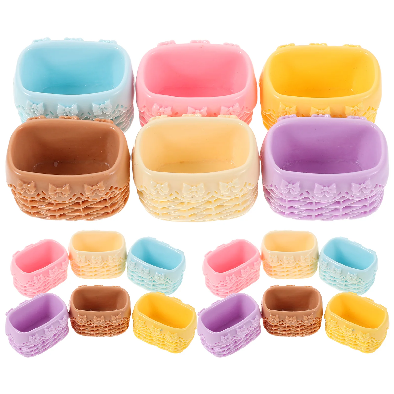 

18Pcs Miniature Woven Basket Imitation Rattan Dollhouse Kitchen Accessories Mini Bread Fruit Food Storage Fairy Garden Basket