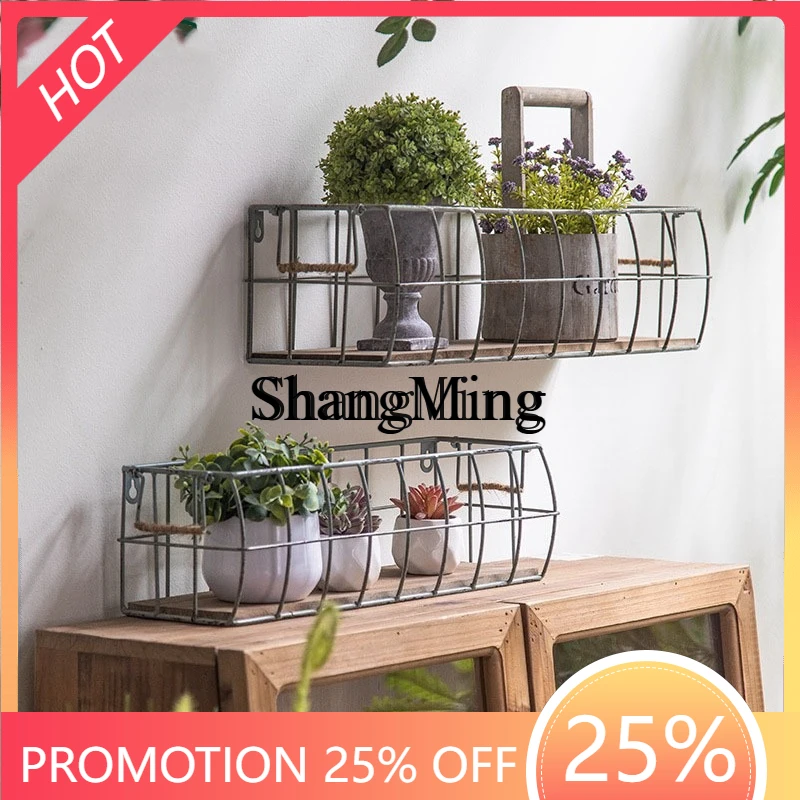 CL indoor outdoor wall hanging flower stand outdoor garden wall flower basket retro wrought iron dill hanging orchid