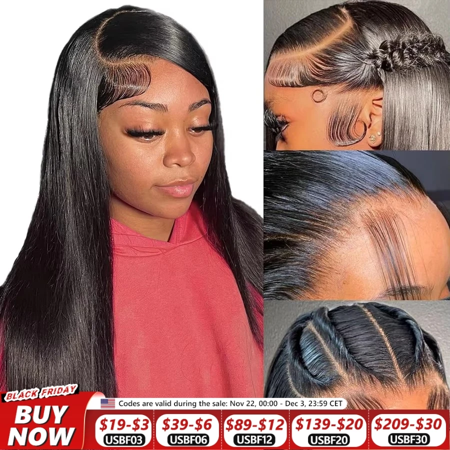 13x6 Lace Frontal Wig Straight Hair Wigs With Baby Hair PrePlucked Bleached Knots Bling Hair Human Hair Lace Front Wig