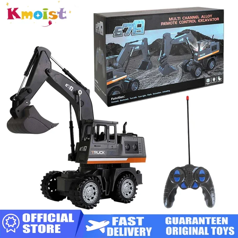 

1:20 5CH RC Truck Vehicle Children Toy 4WD Remote Control Engineering Car Metal Head Excavator Trucks Toys for Boys Kids Gifts