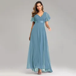 Wedding Guest Dresses For Women Fall- V-Neck Maxi Dresses Elegant Side Split Maxi 2023 Beauty Chiffon Lace Orchid Brides