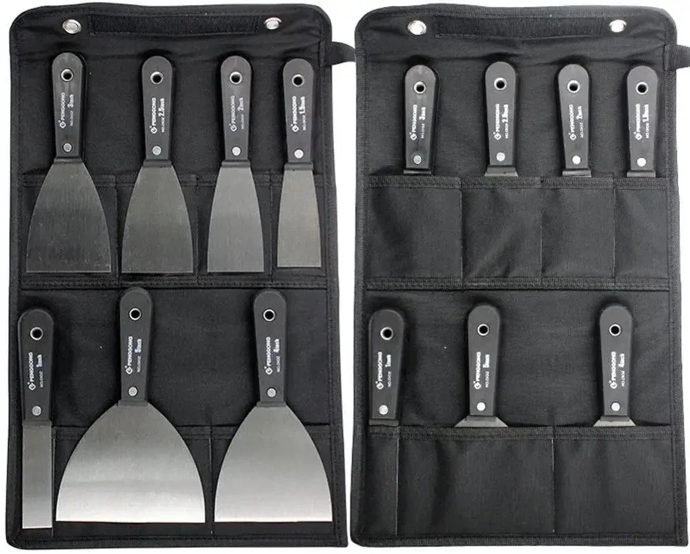 7PCS Carbon Steel Putty Kit for Smooth Drywall Drywall Corner Tool Set Flex Paint Scraper for Wood 7 Knives Soft Sizes Canvas