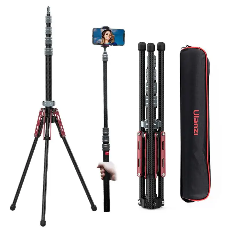 Top! MT-49 Lightweight Carbon Fiber Tripod With Detachable Monopod Max 194cm Extend Tripod Stand for DSLR Camera Video Lights