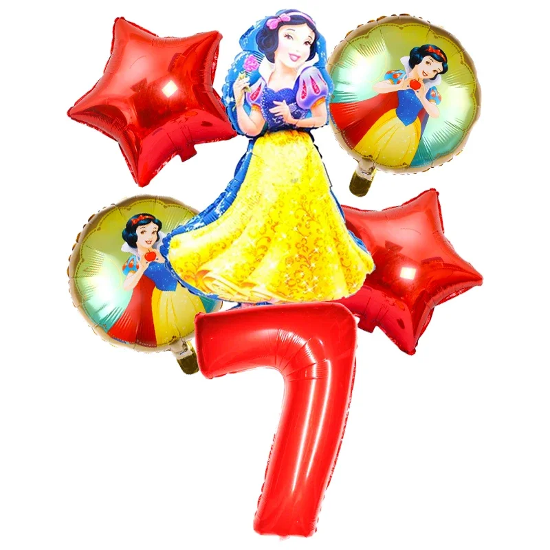 6 pz/set Disney Snow White Theme 32 pollici Red Number Balloons Girls Happy Birthday Party Decorations Baby Shower Toy Balloons