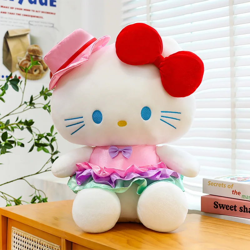 Nieuwe Sanrio Kawaii Hello Kitty knuffel gevulde pop met hoed leuk cadeau voor kinderen meisjes verjaardag kerst slaap Buddy zachte pop