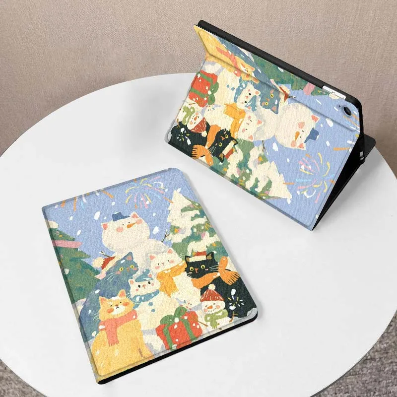 

Cute Cat Illustration Pattern For Samsung Galaxy Tab A7 A9 A11 S6 A A8 Lite Plus 2025 10.4 10.5 10.1 Inch Tablet Case